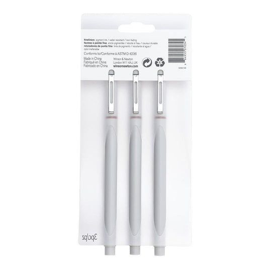Winsor & Newton Fineliner Fine Point Pen Set, Assorted, Set of 3, Sepia