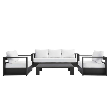 Modway Tahoe Aluminum 4-Piece Outdoor Patio Set in Gray White