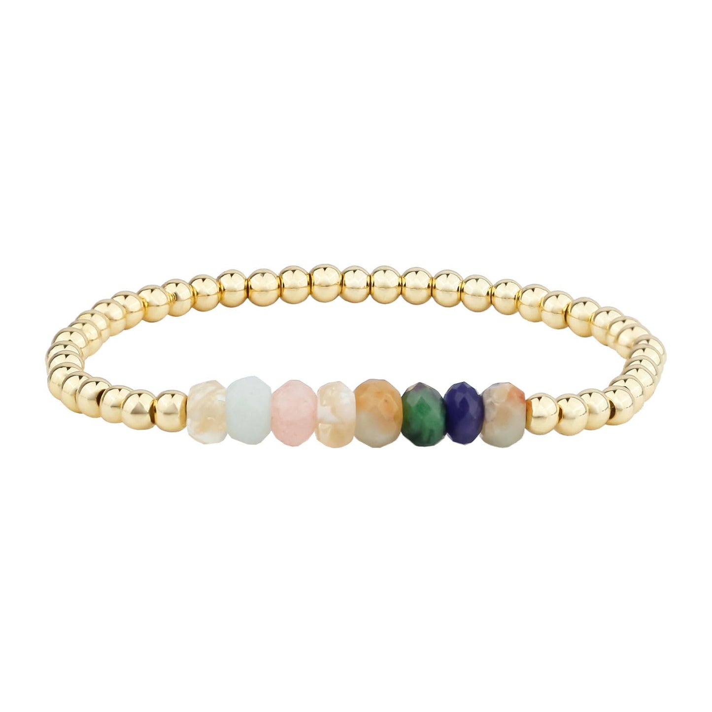 KELITCH Women Silver Stretch Bracelets Turquoise Beaded Bracelet Agate Crystal Cuff Bracelets