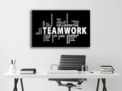 Teamwork Canvas Wall Art - Large Framed Motivational Quotes Artwork Modern Home Decor - Inspirational Posters Decor For Office Framed Ready to Hang