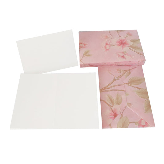 Vintage Floral Envelopes - Set of 15, Perfect for Letters, Invitations, Greeting Cards, and DIY Crafts, Includes 15 recycled paper blank cards(Pink)