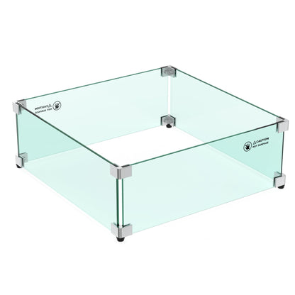 Skyflame 19" Square Fire Pit Screen Glass Wind Guard Replacement for Outdoor