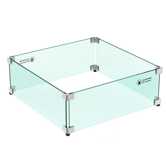 Skyflame 19" Square Fire Pit Screen Glass Wind Guard Replacement for Outdoor