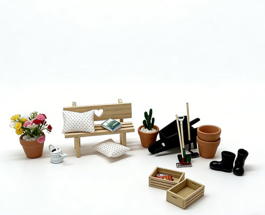 blminiatures 20 Pcs 1:12 Scale Miniature Fairy Garden Planting Set with Mini House Building Accessories, Miniature Plants for Dollhouse Craft,Miniature Decor Gifts for Adult Hobby Lovers
