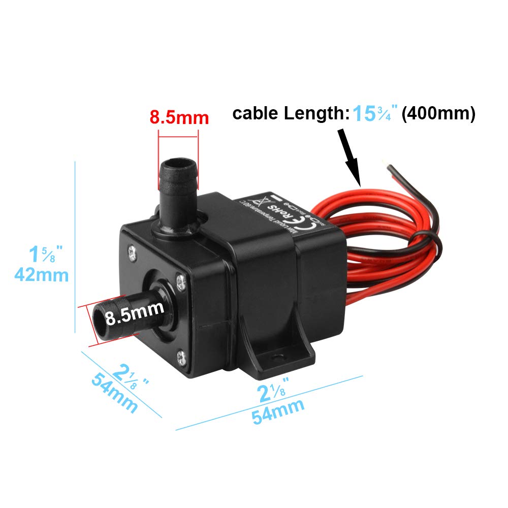 MOUNTAIN_ARK 2 Pack DC 12V Mini Submersible Water Pump 63 GPH for Aquarium, Fish Tank, Hydroponic, Fountain, Water Feature