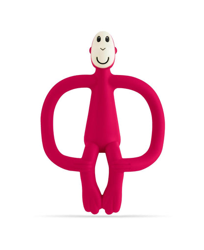 Matchstick Monkey Original Teether & Gel Applicator – Silicone Baby Teether, Easy-to-Grip, BPA-Free, Supports Self-Soothing & Early Brushing, 3 Months+, 4 Inches, Rubine Red