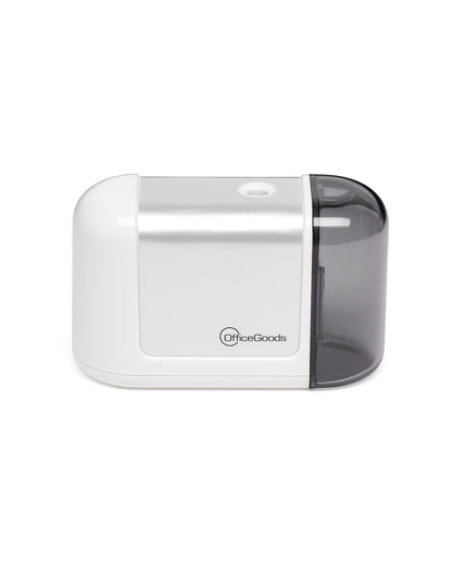 OfficeGoods Mini-Pro Electric Pencil Sharpener - Cordless Portable Sharpener - Battery Operated - Compact & Powerful for Home, Office & School - White