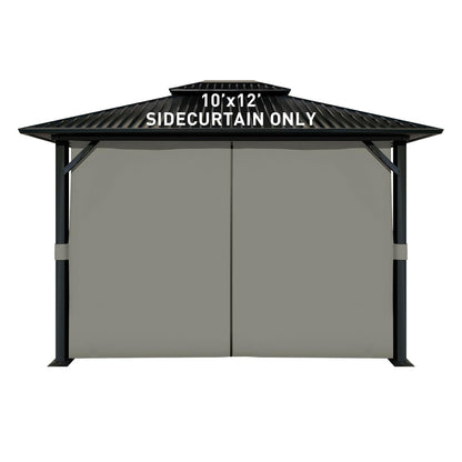 Aoodor 10x12 ft Outdoor Gazebo Curtains, 4 Panels Waterproof Privacy Sidewall Replacement with Zipper for Patio Pergola and Canopy, Gray