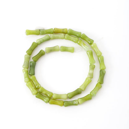 5x12mm Natural Green Jade Stone Bamboo Shape Gem Healing Energy Loose Spacer Beads for DIY Necklace Bracelet Earring