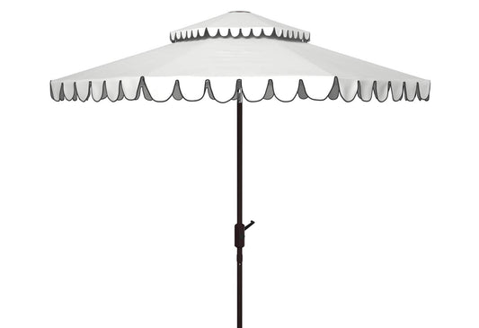 SAFAVIEH 9ft Outdoor Patio Umbrella, Double Top, Venice Collection, Ivory & Black, Crank, Button Tilt, UV Resistant for Deck, Backyard, Poolside (PAT8210E)