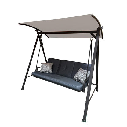 Garden Winds Custom Fit Replacement Canopy Top Cover Compatible with The Living Accents RUS496K 3 Person Steel Bench Swing - Upgraded Performance RipLock 350 Fabric - Slate Gray