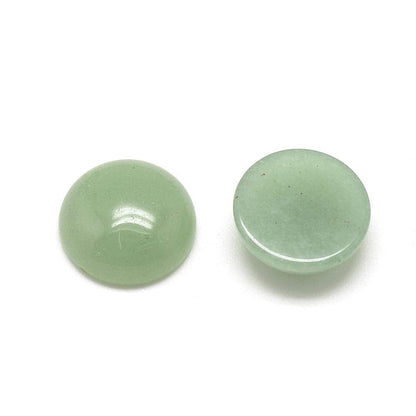 Fashewelry 50Pcs Natural Green Aventurine Cabochon Stone Half Round Beads 6mm Tiny Flat Back Gemstone Chakra Healing Crystal Cover Cabs for Jewelry Making