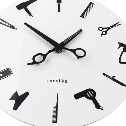 Timelike Barber Equiment Tools Wall Clock Modern Design Barber Shop Business Sign Wall Watch Beauty Hair Salon Clock Hairdresser Gift