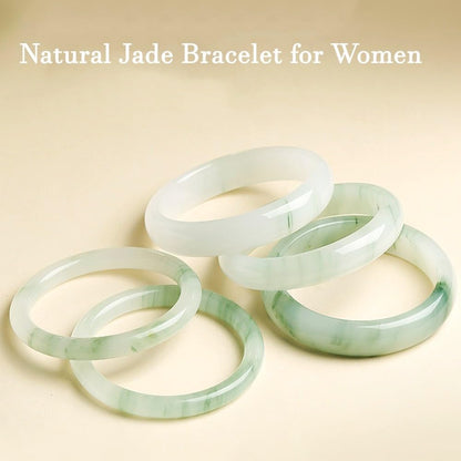 URED Natural Jade Bangle Bracelet For Women Genuine Green Jade Bracelet Good Luck Wealth Feng Shui Bracelet For Woman Yoga Meditation Mother Birthday Gift(TScui1, 62-63mm)