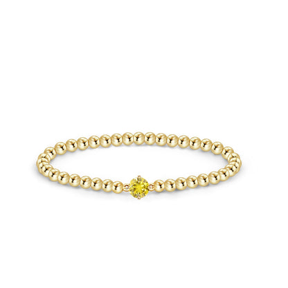 Free bird Gold Bracelets for Women 14k Gold Plated November Birthstone Beaded Bracelet Cute Stretch Bracelet for Gift