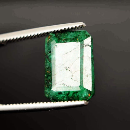 GEMHUB Loose Gemstones For Jewelry Making 5.80 Carat Emerald Cut Natural Green Emerald Natural Gemstones for Jewelry Pendants