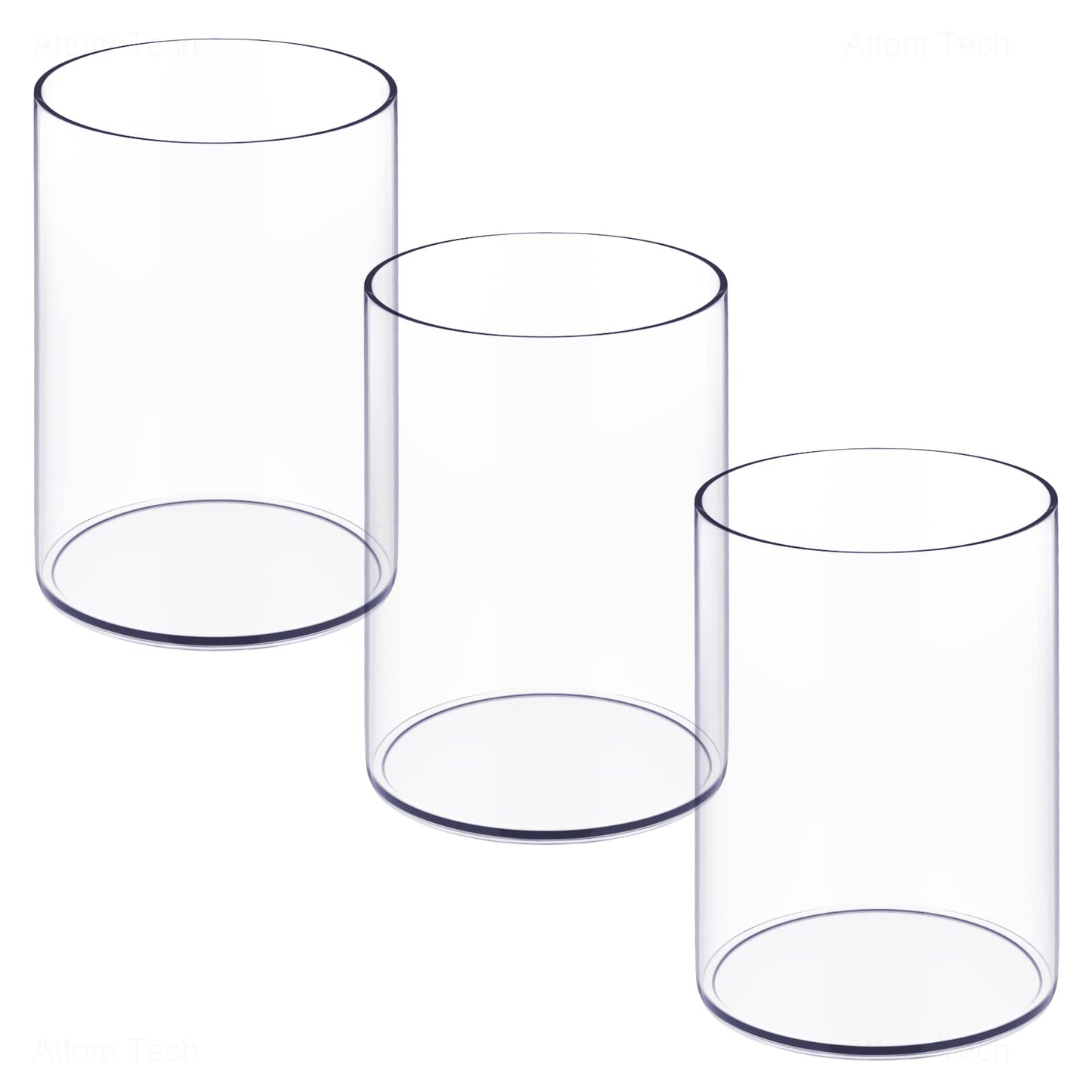 NiOffice Stylish Clear Acrylic Desk Organizer Pen and Pencil Holders Set of 3, Round Makeup Brush Storage Perfect for Home, School and Office Supplies