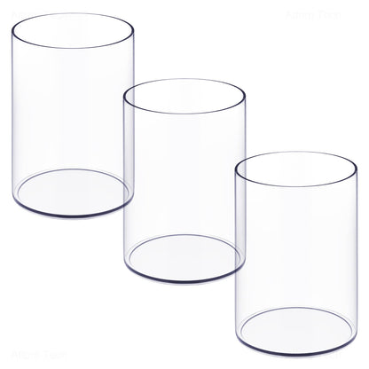 NiOffice Stylish Clear Acrylic Desk Organizer Pen and Pencil Holders Set of 3, Round Makeup Brush Storage Perfect for Home, School and Office Supplies