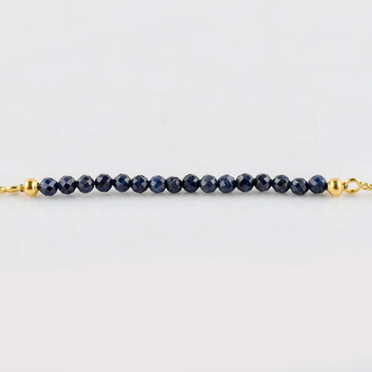 InfinityGemsArt Sapphire Bracelets For Women, September Birthstone Jewelry, Blue Beads Beaded Stone Bolo Slider Crystals and Healing Stone, 14K Gold Plated Adjustable Chain, Valentines Day Gifts For Her