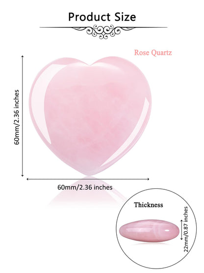 Jovivi 60mm Large Rose Quartz Crystal Heart Healing Crystals Heart Stones Polished Pocket Love Gemstones Chakra Reiki Energy Balancing Meditation Gift