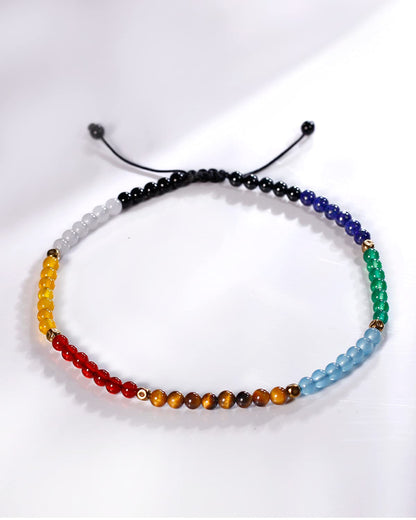 Jewever 7 Chakra Anklet Bracelet For Women Beach Foot Energy Healing Gemstone and Crystals Yoga Worry Stone Balancing Meditation