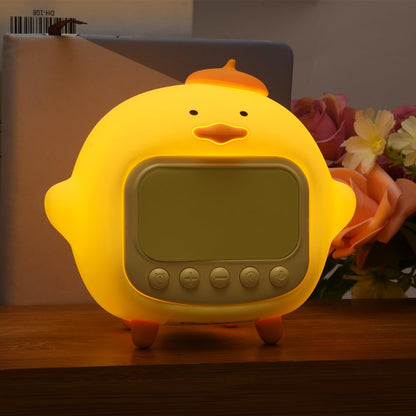 LVOERTUIG Cute Duck Alarm Clock for Kids, Digital Clock, Night Light, Children's Wake Up Lamp, Silicone Rechargeable Alarm Clock Lamp for Bedroom Decor, Birthday Gift (Yellow)