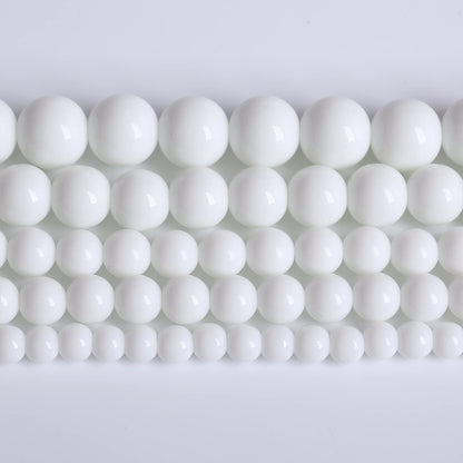 90PCS 8mm Natural White Porcelain Agates Stone Round Beads for Jewelry Making Spacer Loose Spacers Beads DIY Bracelets 32" 2 Strand