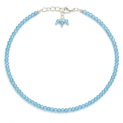 Gempires Handmade Sky Blue Topaz Gemstone Beaded Bracelet for Women | 2.4–2.5 mm Faceted Natural Stone | Adjustable 7+1 Inch Silver Plated Chain | Dainty Minimalist Stacking Jewelry | December Birthstone Gift