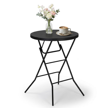 GlowitLian 32" Round Folding Table, Portable Bar Height Folding Table with Detachable Legs, Round Foldable Table with HDPE Top for Standing Parties, Balcony, Event, Indoor Outdoor Use (Black, 1 Pack)