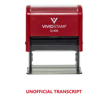 Unofficial Transcript Self Inking Rubber Stamp (Red Ink) - X-Large