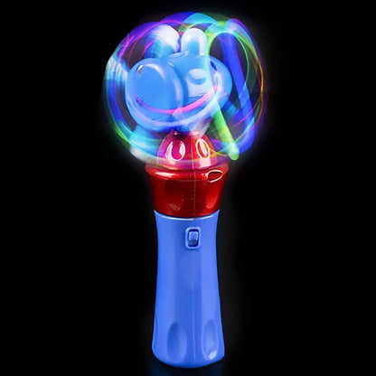 The Dreidel Company Light-Up Orbiter LED Spinning Wand, with Push Button, 7" Inches, Great Gift Idea for Boys, and Girls, Birthday Party Favor, Events, and Gatherings (Single)