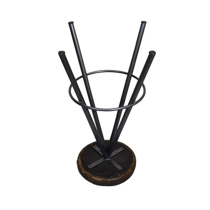 BBH Homes's Handmade Black Brown Round Shaped Iron & Leather Bar Stool 14.96x14.96x31.49 AMBBHBAC9028