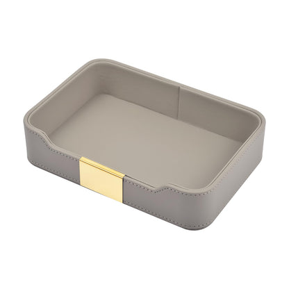 XNONE Leather Jewelry Tray Desktop Storage,Luxury Perfume Tray Nightstand Organizer Entryway Decorative Tray,for Jewelry Watch Cosmetics Keys Phone Wallet Home & Office Accessories,Gray