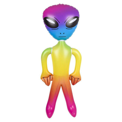 63" Giant Alien INFLATE (Vinyl) Galaxy/Rainbow/Tie Dye. Inflatable Huge Alien Figures on Hang Tag. (63" Giant Rainbow Alien INFLATE)