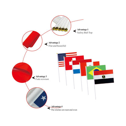 Ckexin 228 Countries Small Stick Flags Mini International World Hand Held Flag Decorations