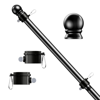 ESTTOP 5 FT Flag Pole, Tangle Free Spinning Stainless Steel Weather Resistant Rustproof Flagpole for 3x5 USA Flag Sports Fan Outdoor Flags 1" Dia Flag Poles for Outside House, Wall-Mounted (Black)