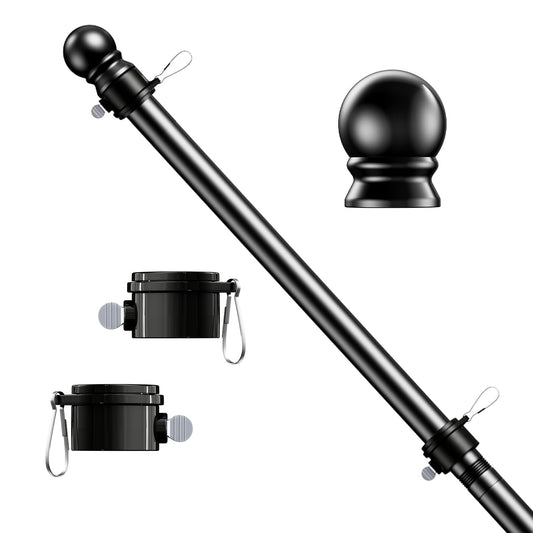 ESTTOP 5 FT Flag Pole, Tangle Free Spinning Stainless Steel Weather Resistant Rustproof Flagpole for 3x5 USA Flag Sports Fan Outdoor Flags 1" Dia Flag Poles for Outside House, Wall-Mounted (Black)
