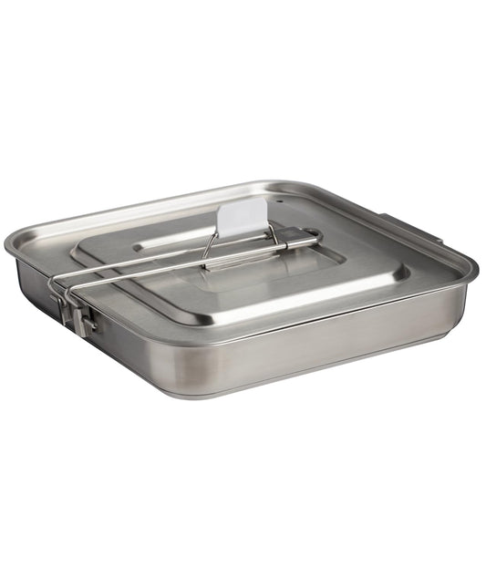 Stanley Wildfare Pro 5-Piece Stainless Steel Square Pan Cook Set | 10 in Fry Pan with Fold & Lock Handle | Cutting Board and Spatula | Camping Essentials for Your Camp Kitchen | BPA-Free