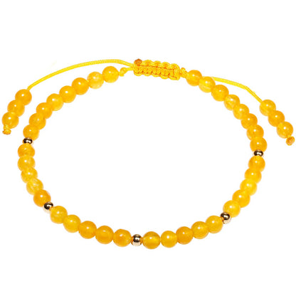 Jewever Gemstone Bracelet for Women Crystals and Healing Stones Beaded Stone Chakra Bracelets Healing Energy Crystal Jewelry Gifts Adjustable 4mm (Yellow agate)