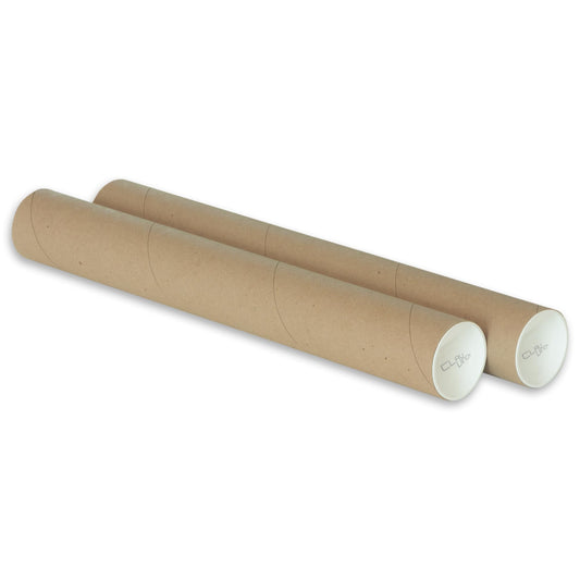 CLAUVINCK 2" x 15" Kraft Mailing Tube, shipping, Heavy Duty Mailers Poster Tube Packing 2 inches x 15 inches Office (Pack of 2)