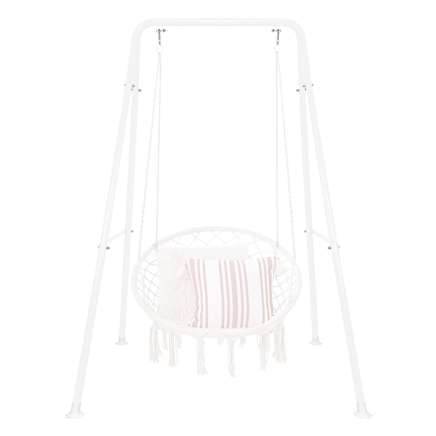 AUTOKAKUM Hammock Chair Stand, Heavy-Duty A-Frame Metal Swing Stand for Indoor and Outdoor, Suitable for Most Hanging Chairs, Easy to Assemble & Store, Hammock Chair not Included (White)