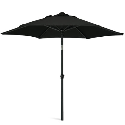 AMMSUN 6ft Patio Umbrella Outdoor Table Umbrellas with Push Button Tilt, UPF50+ Premium Steel Pole and Ribs for Deck, Lawn, Garden, Backyard & Pool (Black)