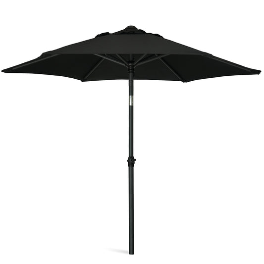 AMMSUN 6ft Patio Umbrella Outdoor Table Umbrellas with Push Button Tilt, UPF50+ Premium Steel Pole and Ribs for Deck, Lawn, Garden, Backyard & Pool (Black)