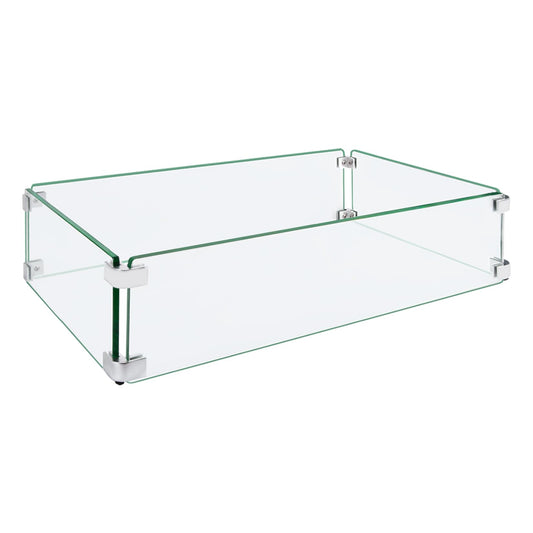 vchin Fire Pit Wind Guard, 35.5"x11.5"x6" Square Fire Pit Glass Wind Guard Made of Clear Tempered Glass, Set with Assembly Instructions, Free Screwdriver, Easy to Install