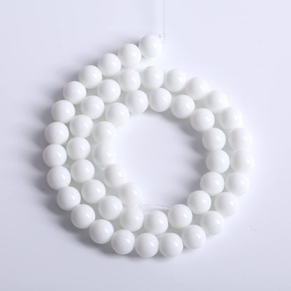 90PCS 8mm Natural White Porcelain Agates Stone Round Beads for Jewelry Making Spacer Loose Spacers Beads DIY Bracelets 32" 2 Strand