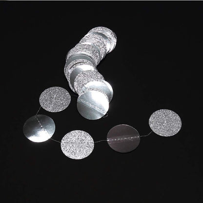 Decor365 Glitter Silver Party Decorations Silver Circle Garland Hanging Dot Streamers Banner Backdrop Birthday Decoration Bachelorette Bridal Shower Engagement Anniversary Graduation Party Decor