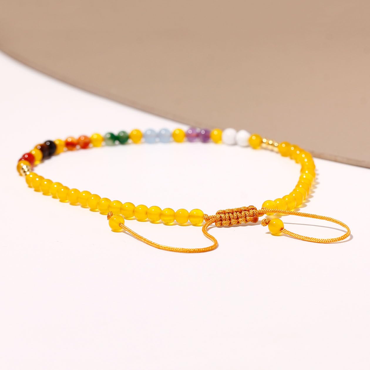 Wizock Reiki 7 Chakra Beaded Anklet Meditation Yoga Colorful Ankle Bracelets for Women Balance Beach Foot Jewelry Adjustable (Yellow Agate)