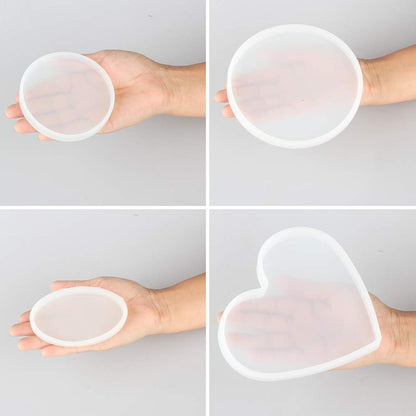 7 Pack Large Silicone Resin Mold for Phone Album, Desktop Decor, Coasters, Home Decoration, Gift, Tomorotec Epoxy Resin Molds DIY Casting Square, Rectangle, Ellipse, Heart Coaster Molds