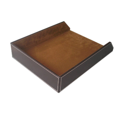 KINGFOM Letter Tray, PU Leather Paper Organizer Tray for Desk, Paper Organizer Storage Holder for Office Home or School A4 Size Brown