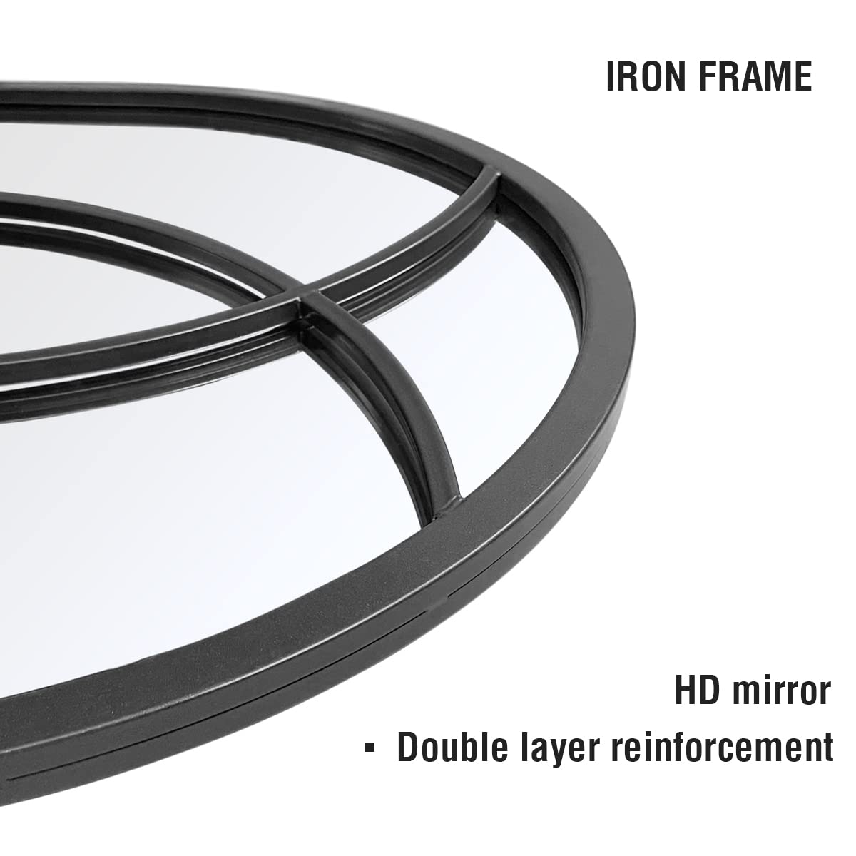 OGCAU Wall Mounted Mirror, 24"x42" Arched Wall Mirror, Arched Window Shaped Farmhouse Style with Iron Frame, Paneled Wall Decor for Bedroom, Entryway, Living Room (Black)